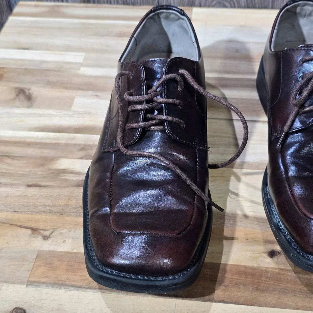 Borelli Martin Men's Dress Shoes‎ 9.5 Brown Leather Square Toe Oxford Derby